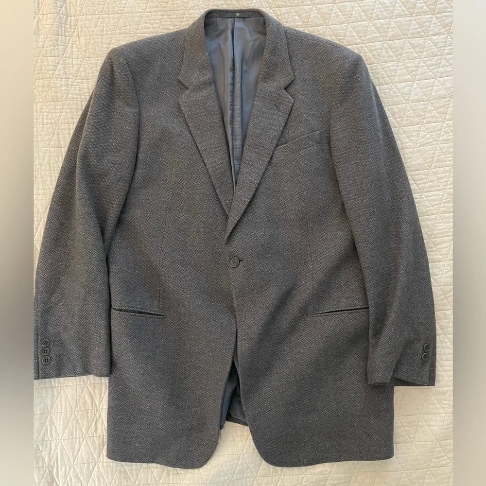 ARMANI COLLEZIONI Made in Italy Cashmere Herringbone‎ Suit Jacket Size 44 L